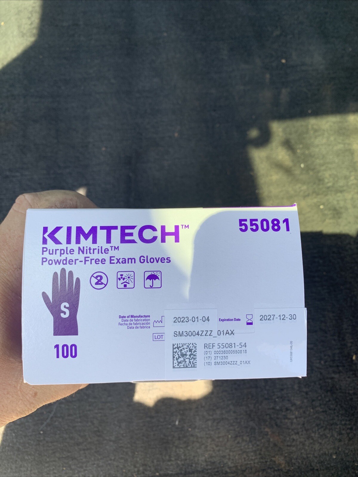Case Of 10 Boxes Kim tech Size Small Nitrle Powder Free Exam Gloves