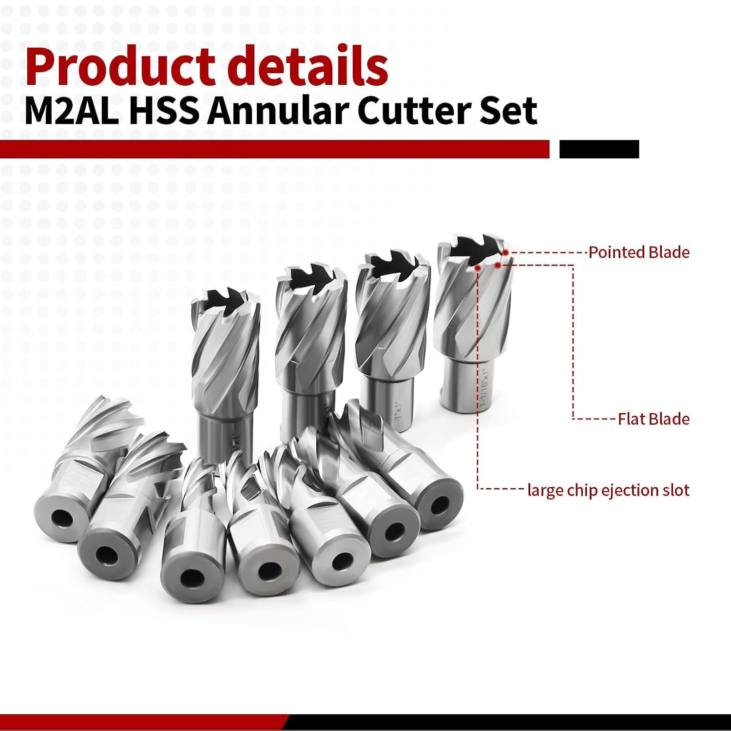 Nakkaa Annular Cutter Set 13 Pcs Shank Mag Drill Bits Cutting Depth