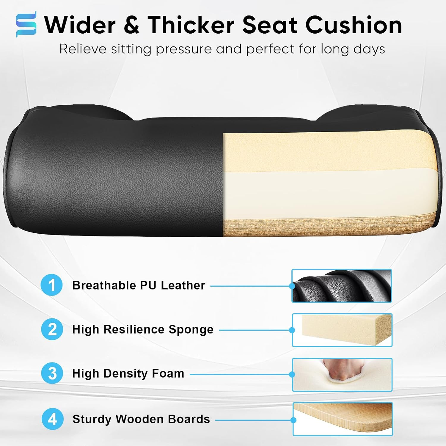 Ergonomic Executive Office Chair with Adjustable Headrest & Lumbar Support
