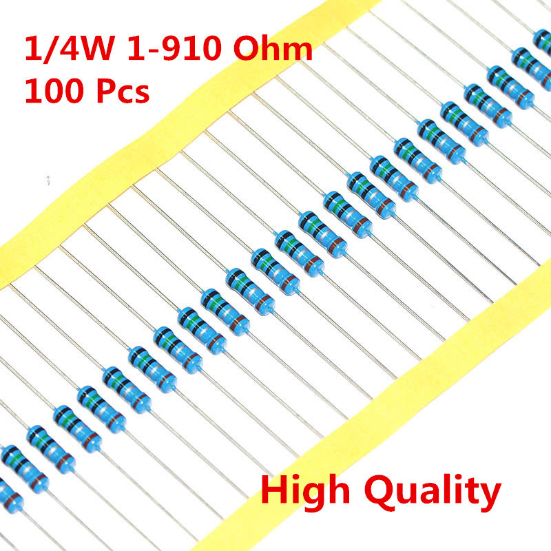100Pcs 1/4W 0.25W Metal Film Resistor ±1% 47 100 220 150 180 470 680 1-910 Ω Ohm