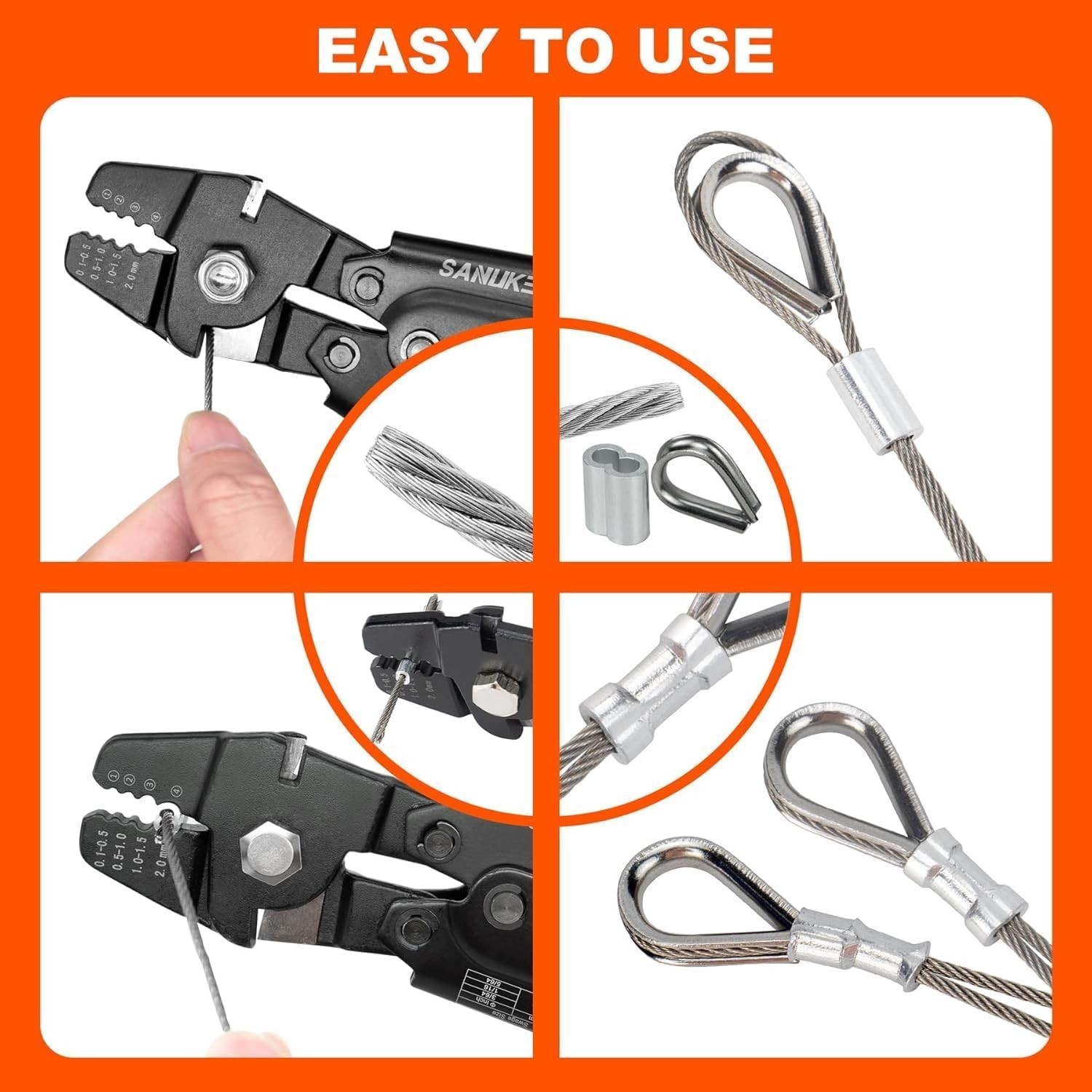 Stainless Steel Cable Crimper Kit with 140pcs Sleeves\