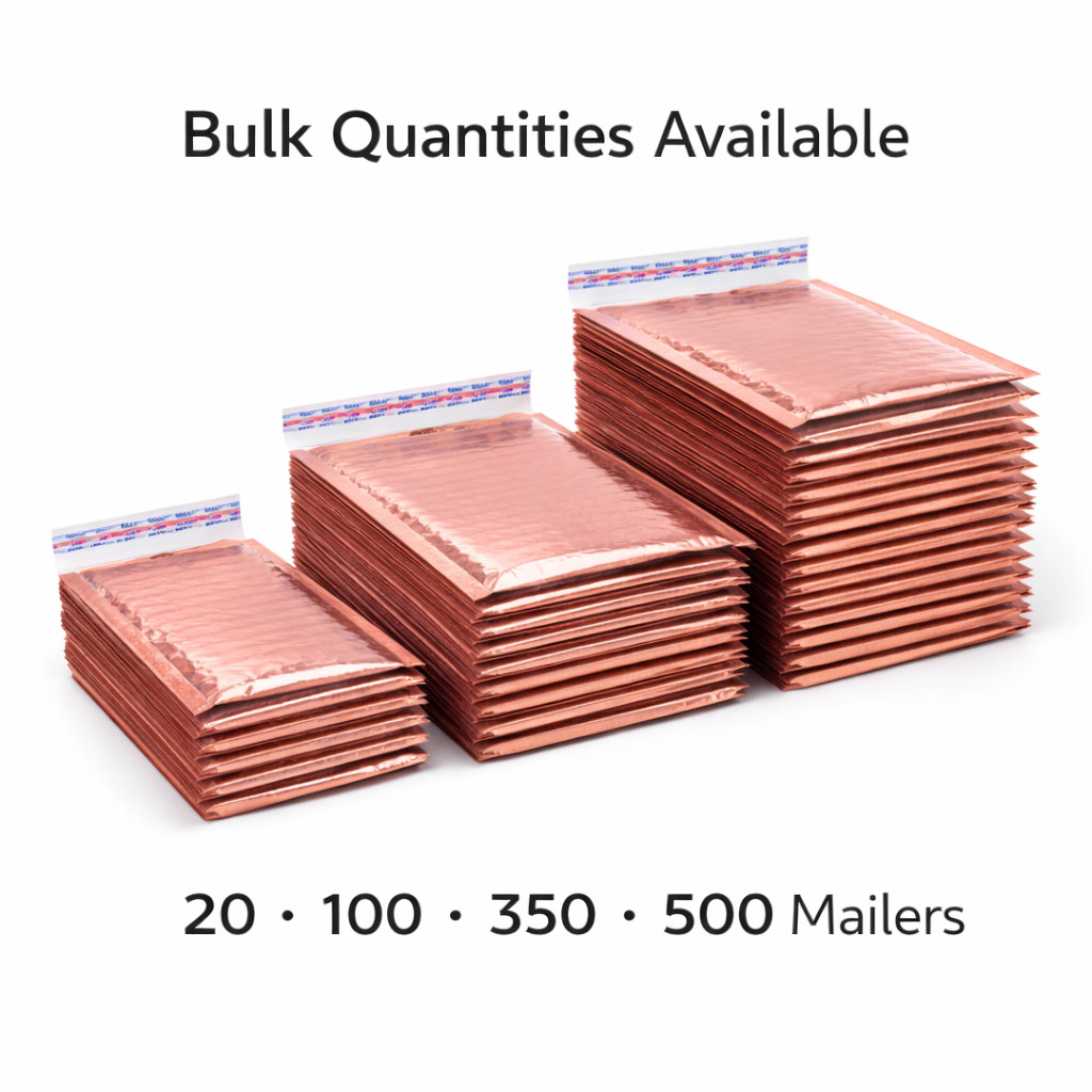 #0 6.5×9 Rose Gold Metallic Bubble Mailers Padded Foil Peel & Seal 20-500