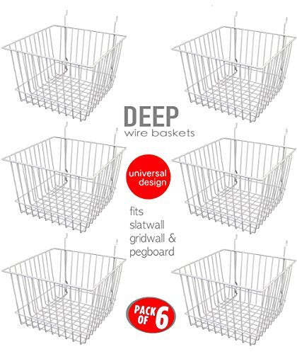 Deep Wire Storage Baskets For Gridwall and Slatwall Dimensions: 12″ x 12″ x 8″ D