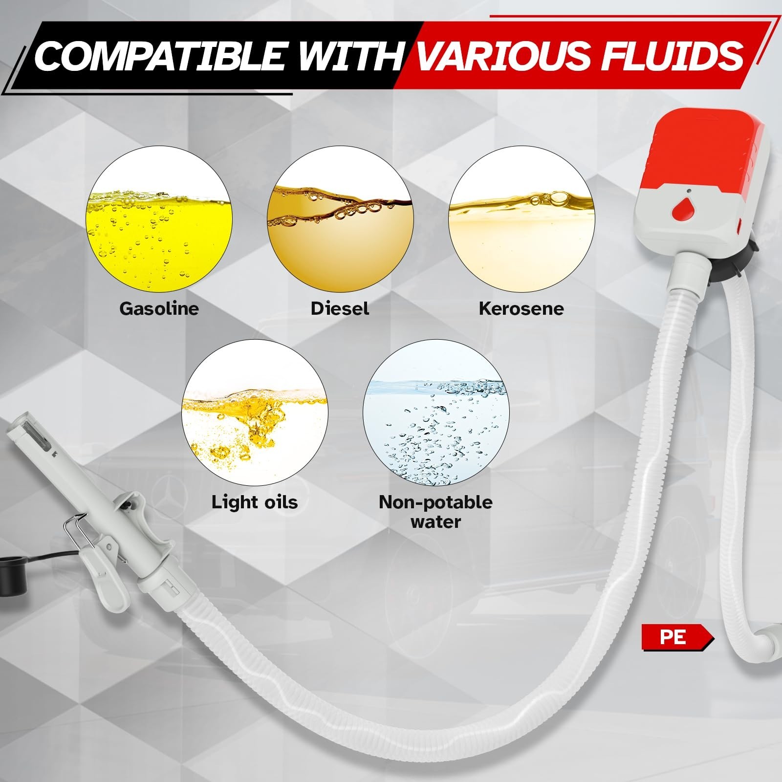 Portable Cordless Fuel Transfer Pump – Auto-Stop, 3.8 GPM, Battery/USB, 51″ Hose