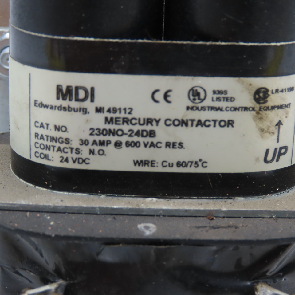 MDI 230NO-24DB 30A 600V N/O Mercury Contactor 24VDC Coil