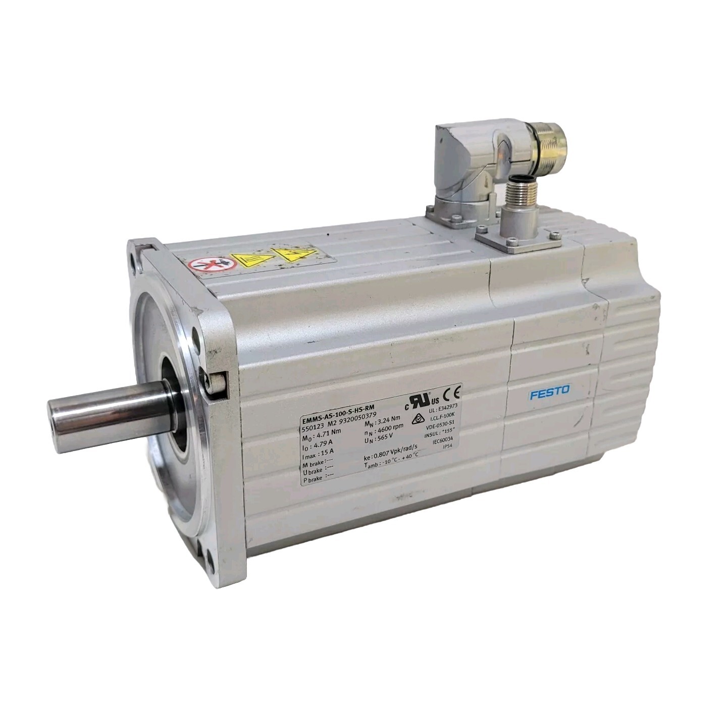 Festo EMMS-AS-100-S-HS-RM Servo Motor 15A, 565V, 4600rpm, 550123