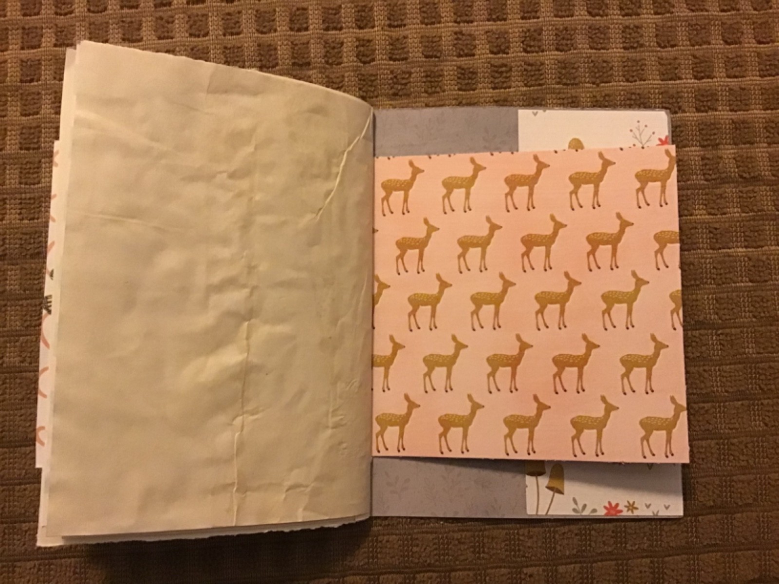 Handmade Naked Junk Journal 6” x 4.5” Mushroom Print Card Stock Cover
