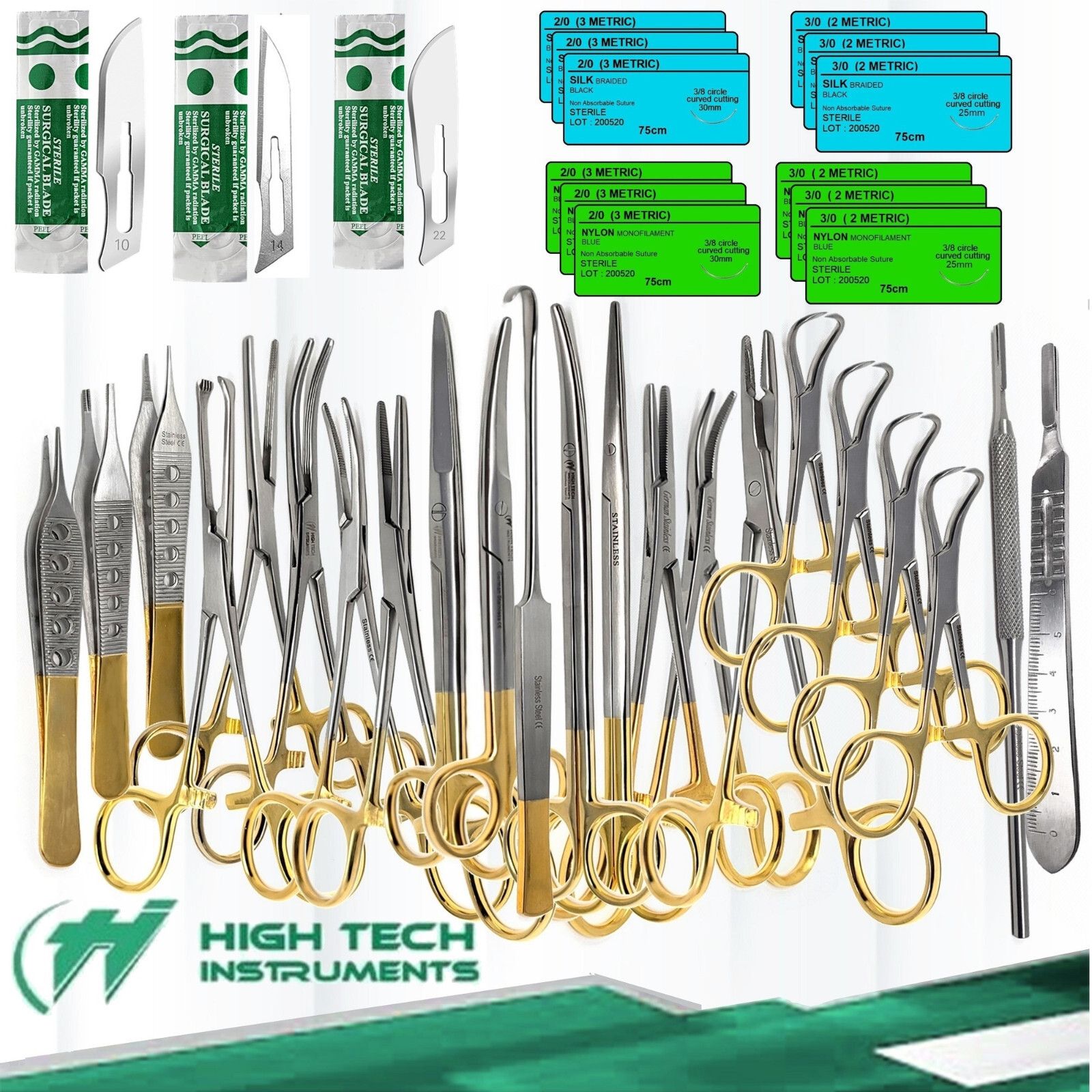 122 Pc Feline Spay Pack Set Kit Stainless Surgical Veterinary Instruments – GOLD
