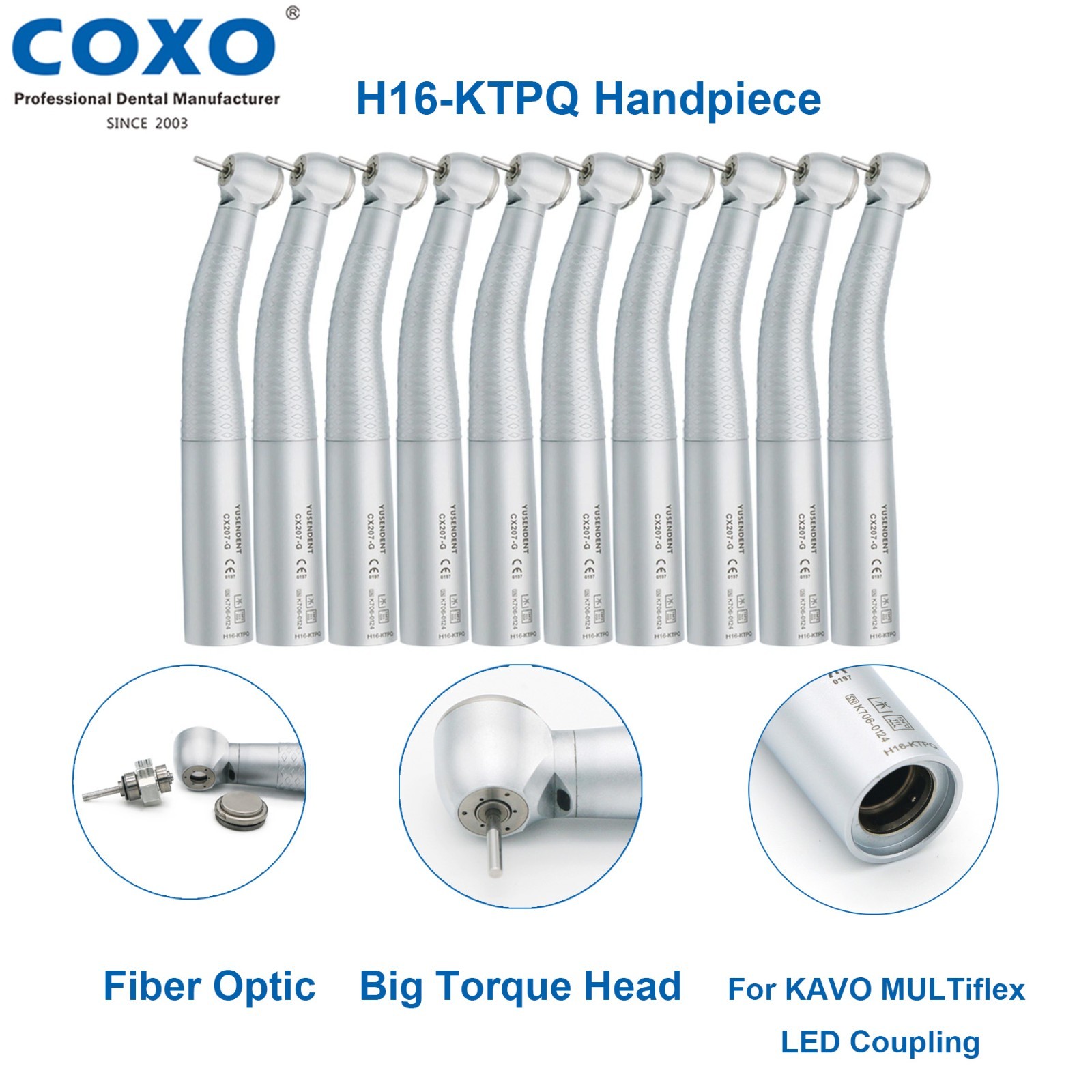 US COXO Dental High Speed LED Fiber Optic Handpiece Fit KaVo MULTIflex 6 Coupler