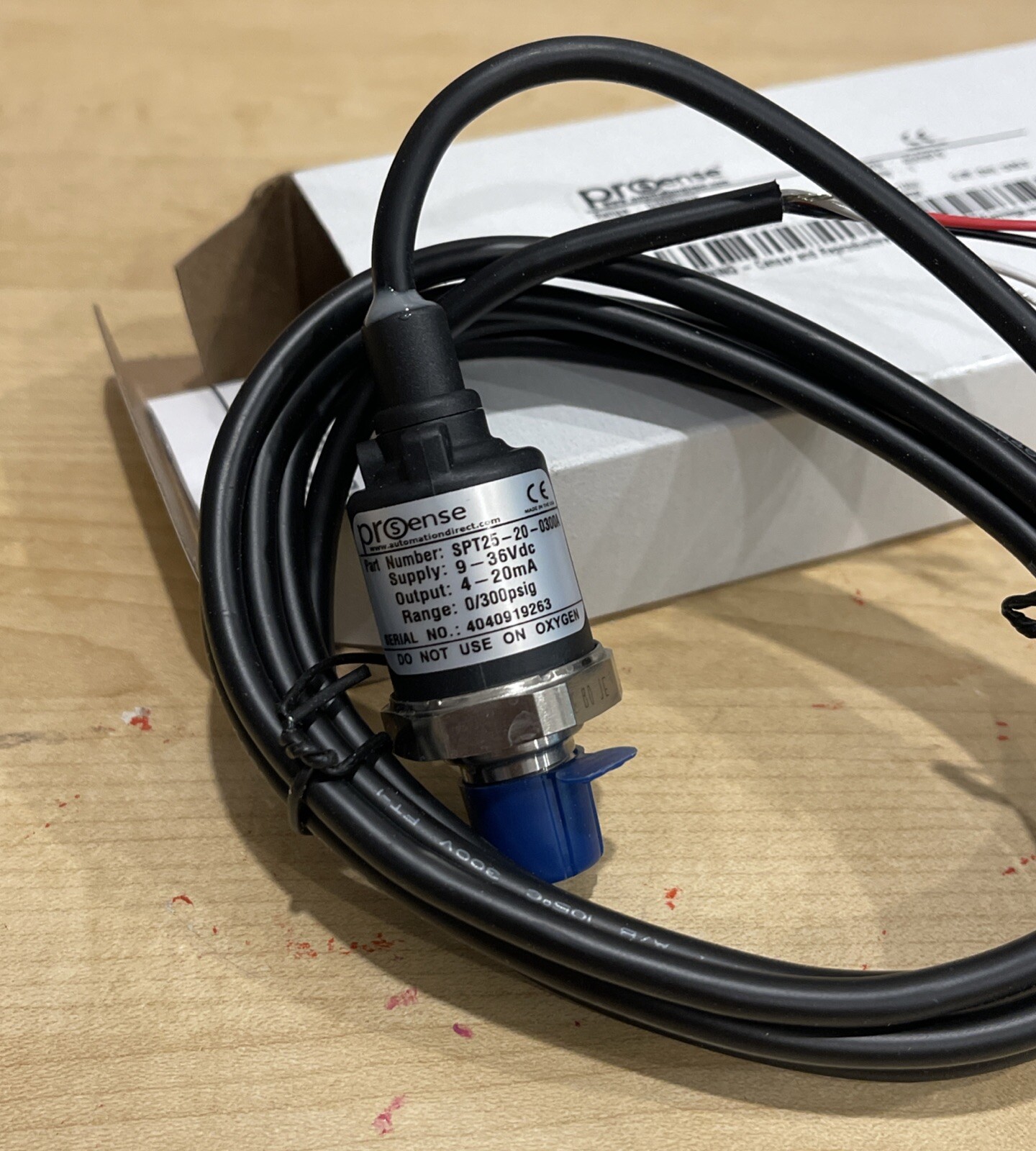 New Prosense SPT25-20-0300A Press XMTR 0 To 300 PSI 4-20mA 6.6ft