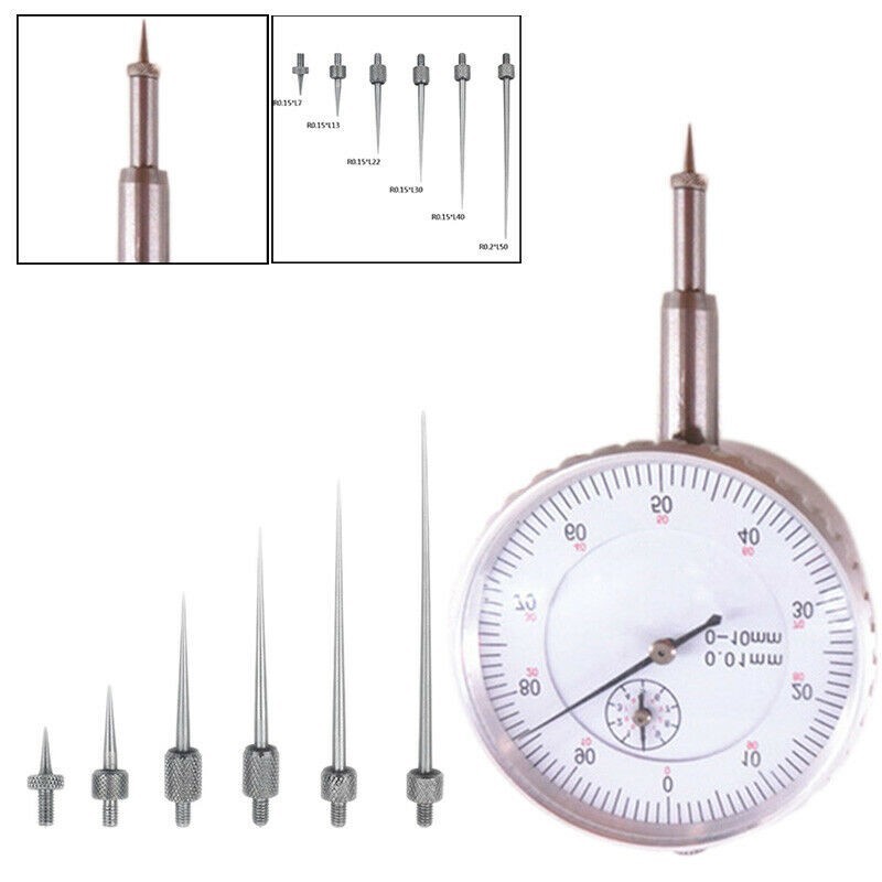 6pcs Digital Indicator/Dial Test Stem Rod Contact Points Tips Gauge Measure Tool
