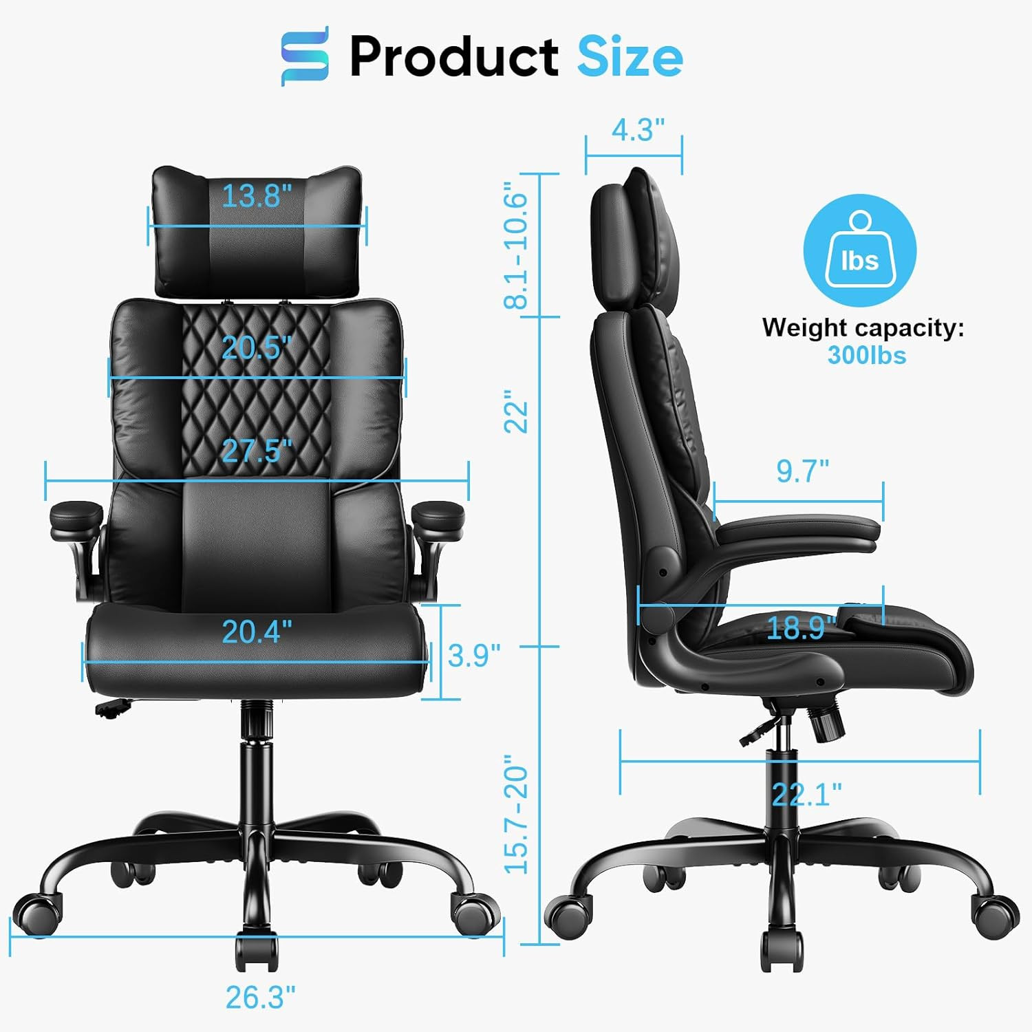 Ergonomic Executive Office Chair with Adjustable Headrest & Lumbar Support