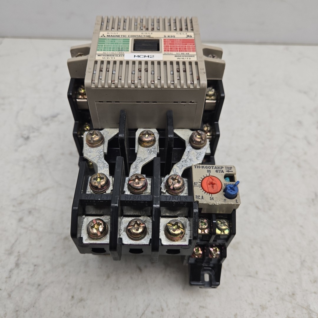 Mitsubishi S-K95 Magnetic Contactor 3 Pole w/ TH-K60TAKP Overload Relay Damage