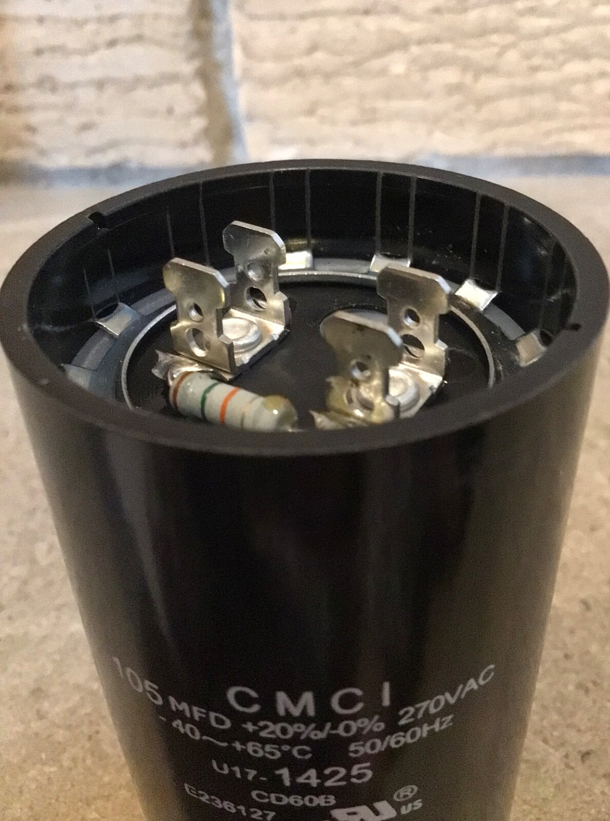 Well Pump Motor Start Capacitor, U17-1425, 270 VAC, 105 MFD, 50/60 Hz, Free Ship