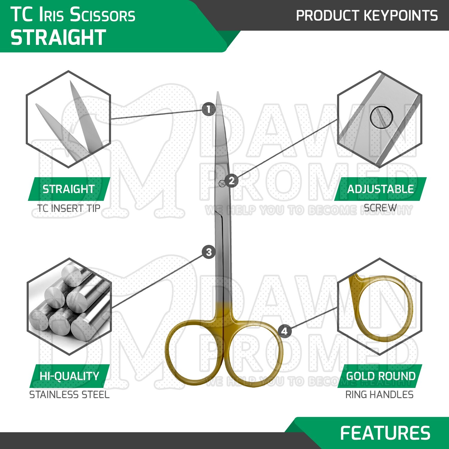 Premium German TC Iris Scissors 4.5″ Straight Surgical Dental Instruments