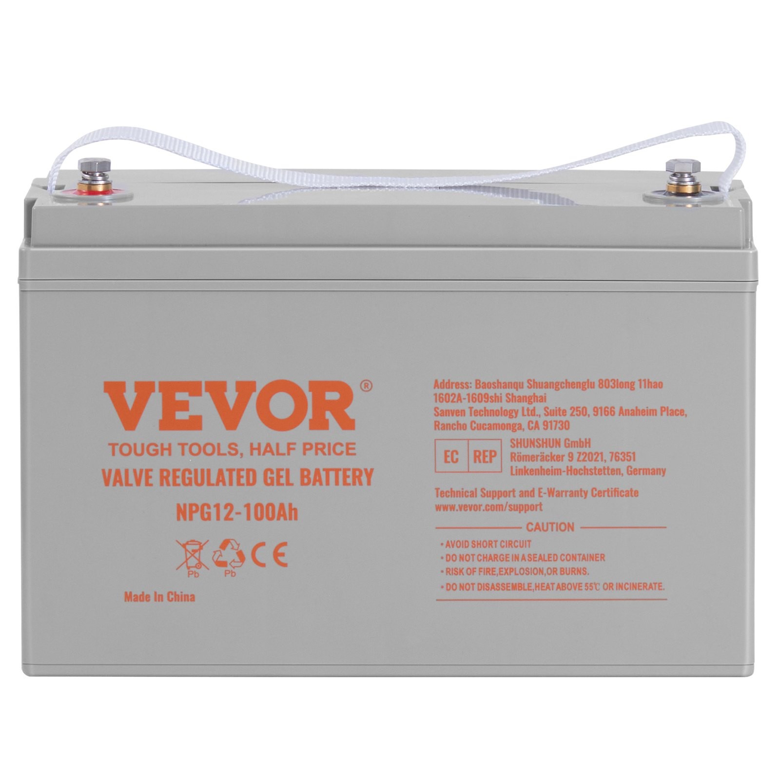 Deep Cycle Battery, 12V 100 AH, AGM Marine Rechargeable Battery, High Self-Disch