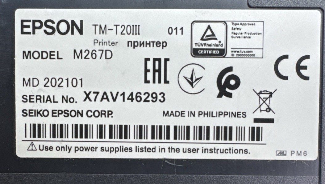 Epson M267D POS USB Thermal Receipt Printer
