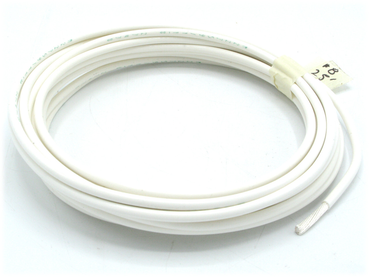 M22759/11-08-9 8AWG, Silver Plated, PTFE Teflon Jacketed Wire, White, 25ft