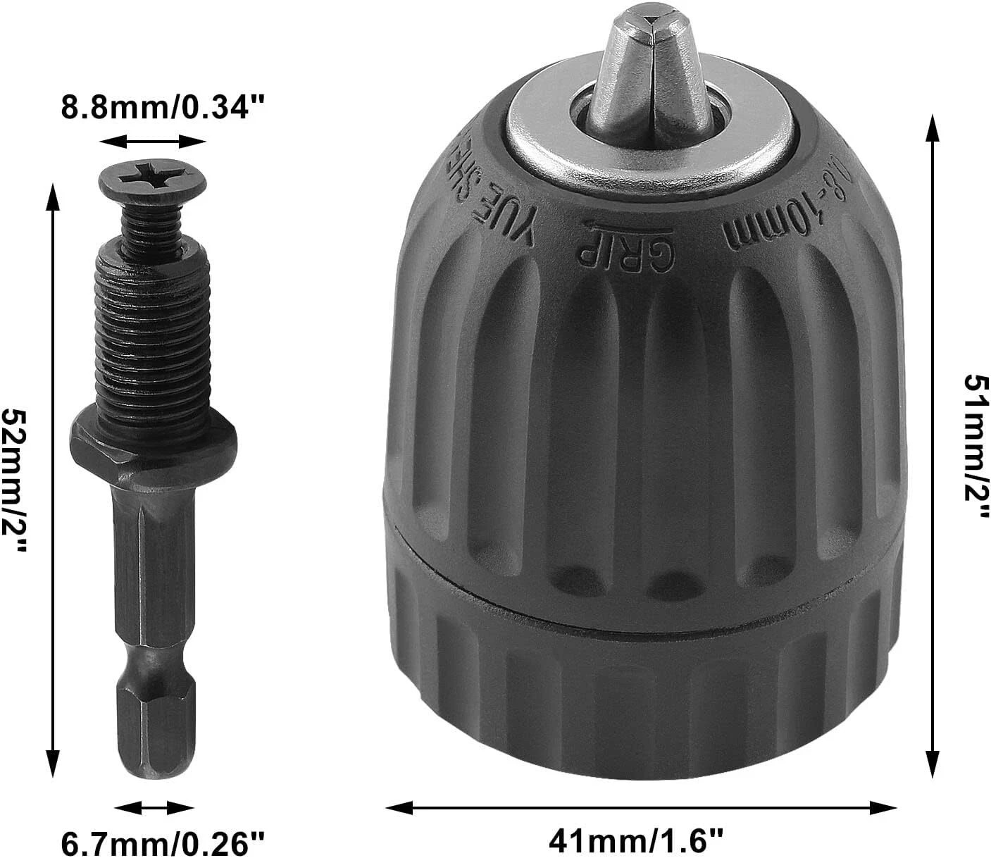 3/8″ Keyless Drill Chuck Adapter with 1/4″ Hex Shank for Impact Drivers