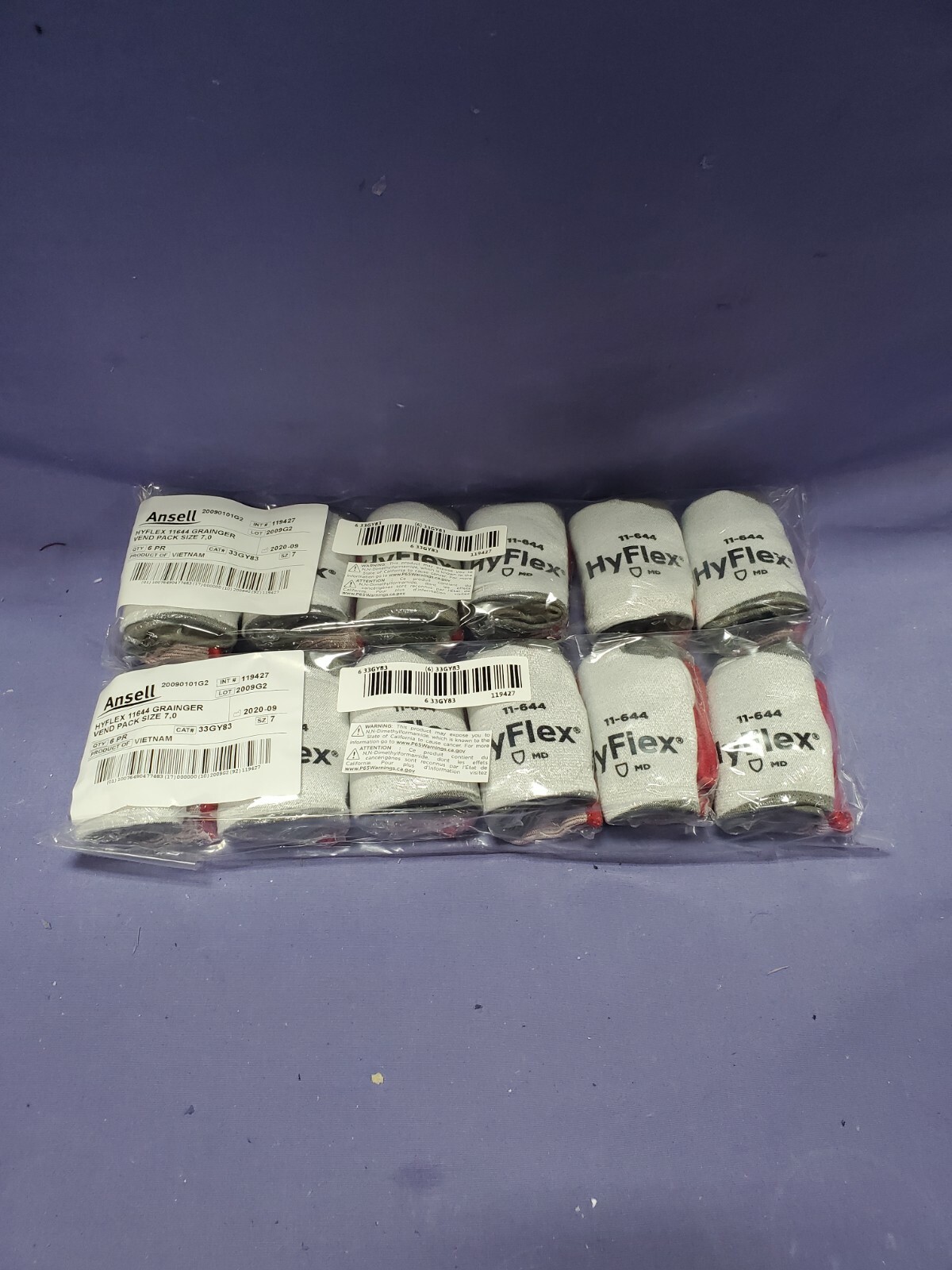 12 Pair ANSELL HYFLEX 11-644 CUT – ABRASION RESISTANT GLOVES Size 7
