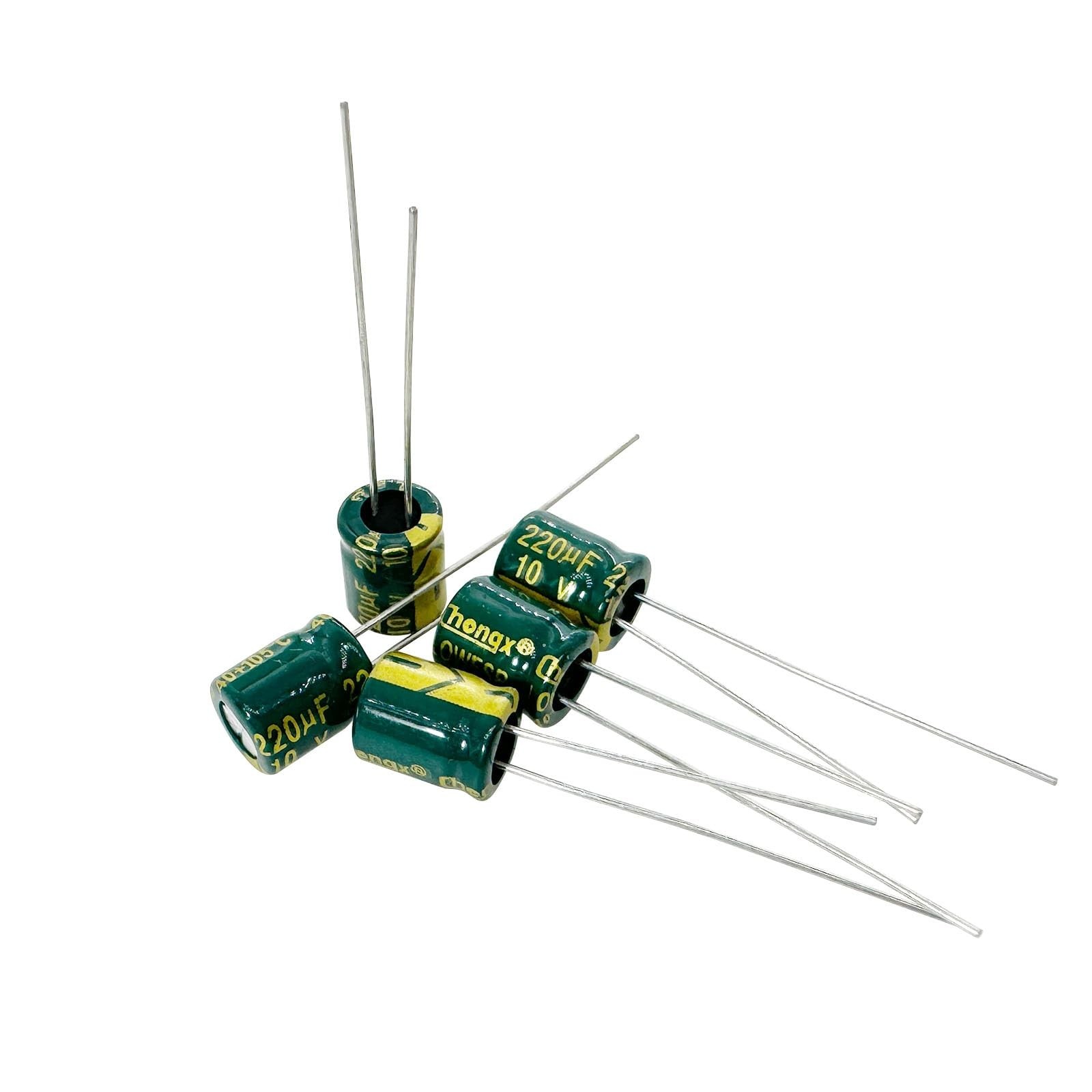 20Pcs 10V 220UF Capacitor 6x7MM(0.24×0.28in) High Frequency Aluminum Electrol…