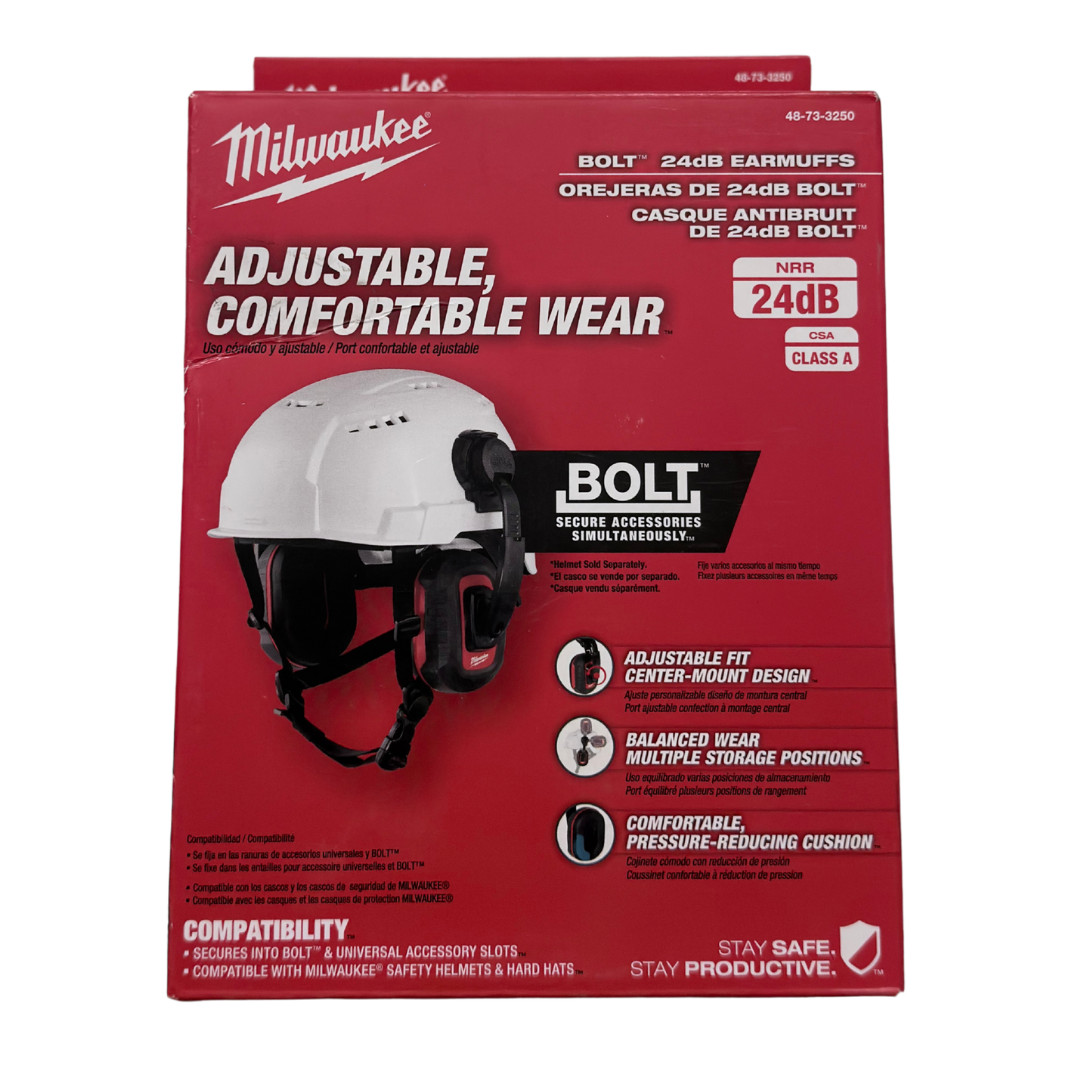 Milwaukee 48-73-3250 BOLT Earmuffs 24dB Helmet Hard Hat Hearing Protection