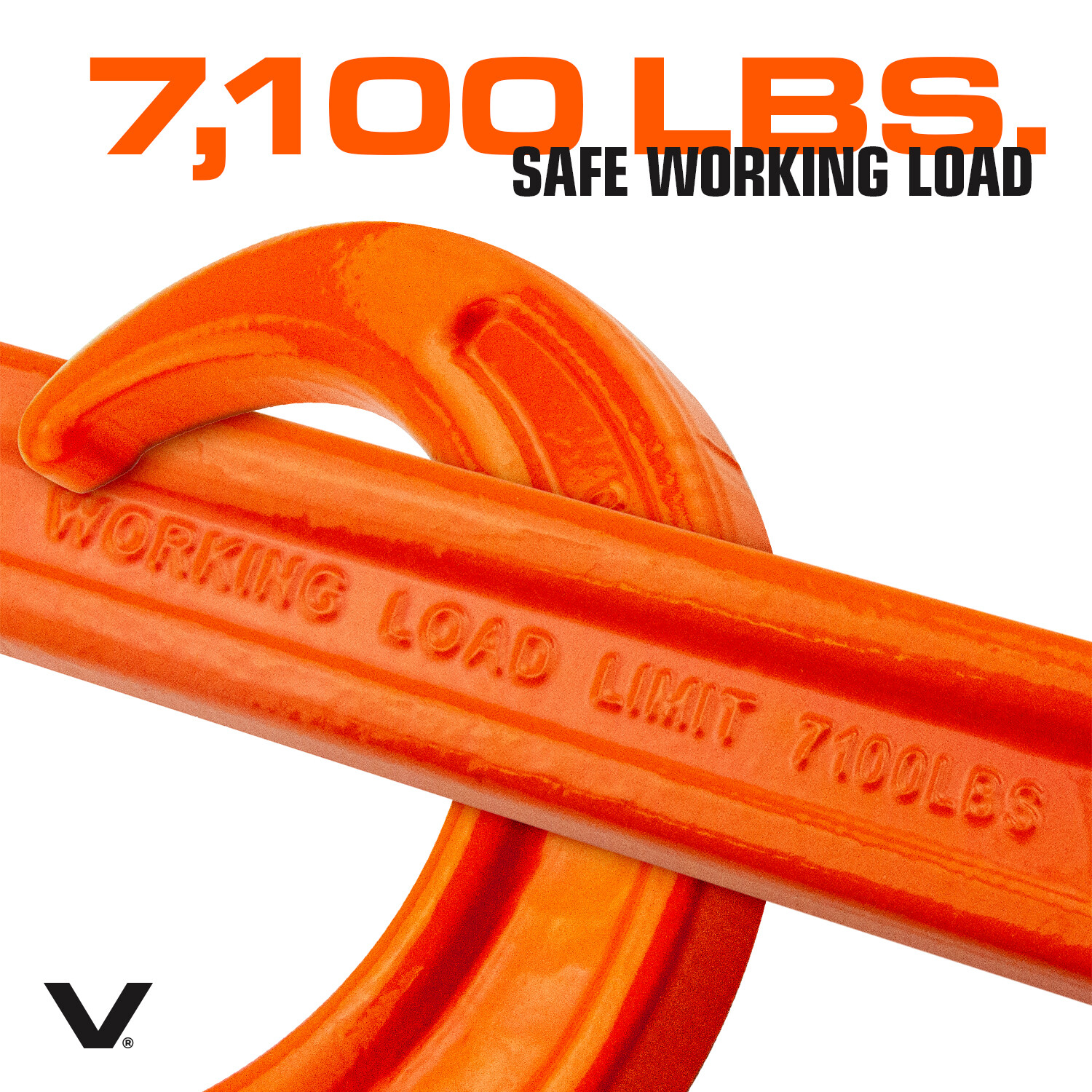 VULCAN G80 Long J Hook Tow Chain – 3/8″ x 8′ – PROSeries – 7100 lbs SWL