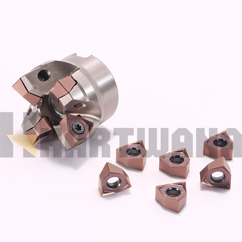 50mm Face Shell Mill 90 Degree 5 Flutes Double-Sided Milling Inserts WNMU080608