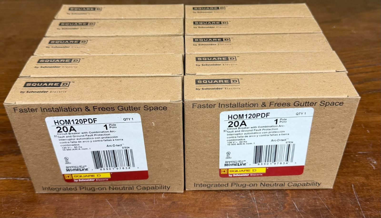 **10PCS** SQUARE D HOMELINE HOM120PDF HOM120PDFC 20A AFCI/GFCI -PLUG ON NEUTRAL