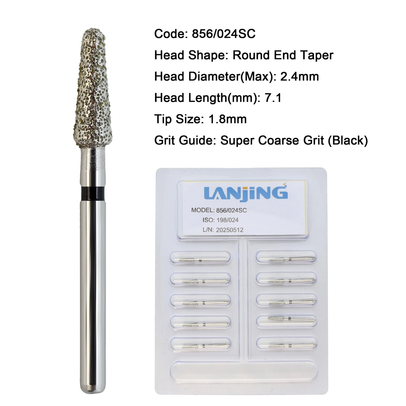 Dental Burs Diamond FG Round End Taper Football Surgical Long High Speed 856 850