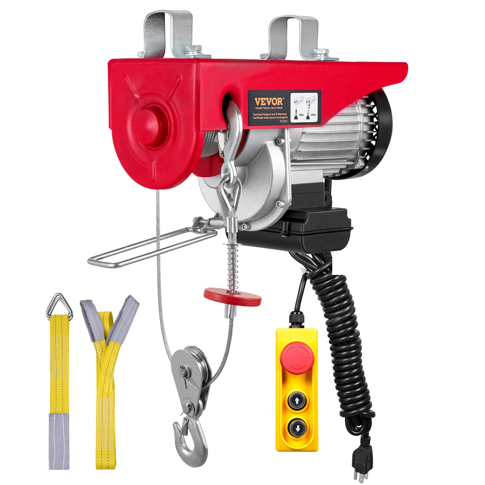 Electric Hoist 1320lbs Crane Winch with Wired Remote Control 1150W 110V