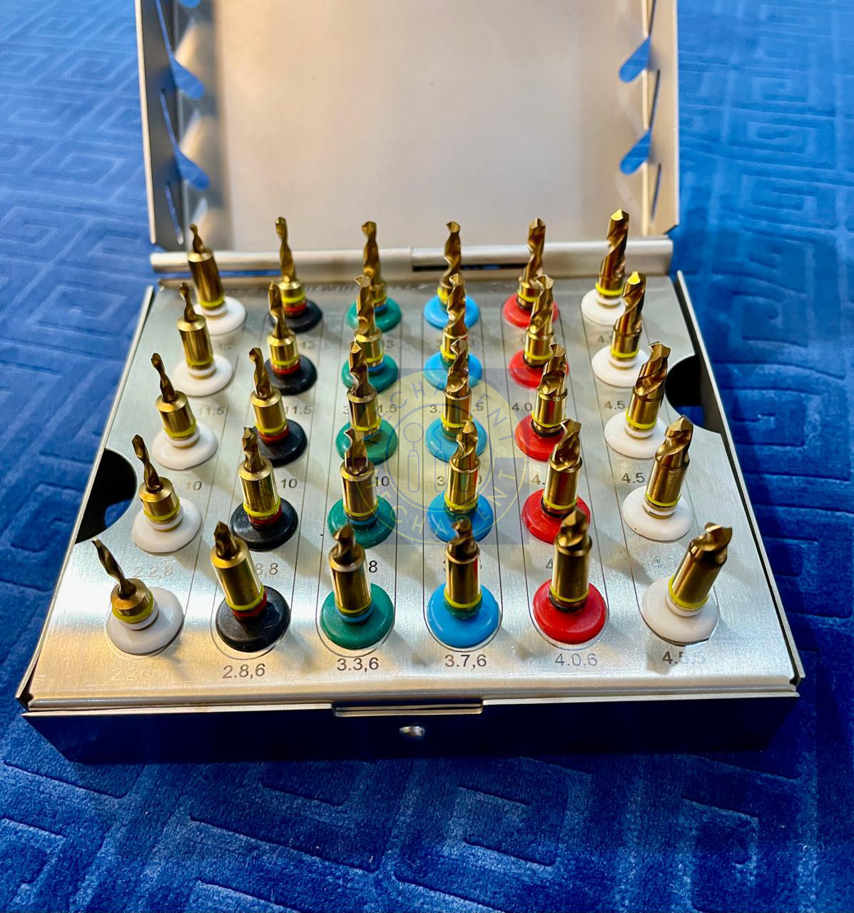 Dental Conical Implant Drills Surgical Kit with Stopper Gold Coated – 30 Pcs