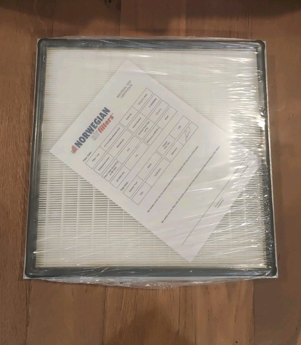 NORWEGIAN AIRFILTERS HEPA Filter, 406mm x 406mm G45 H13 FC/P