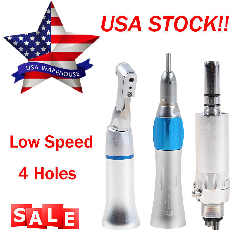 NSK Style Dental Low Speed Handpiece Contra Angle Straight Air Motor Micromotor