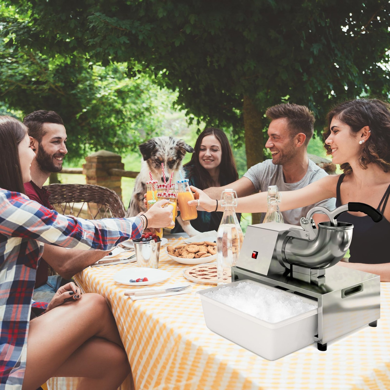 Snow Cone Machine Shaved Ice, 500LB/H Commercial Ice Crusher Shaved Ice Machi…