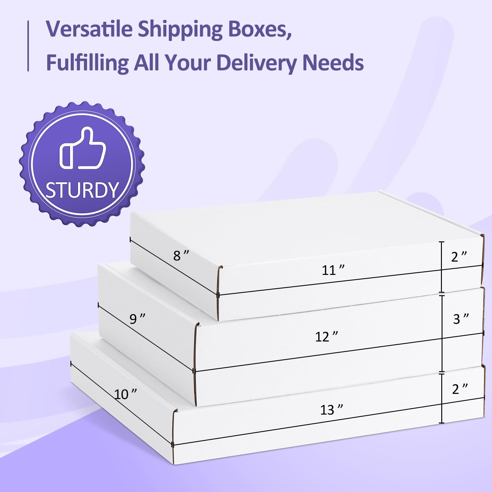 Eupako 18 Pack Small 11x8x2 & 12x9x3 & 13x10x2 Inches – 18 Pack, White