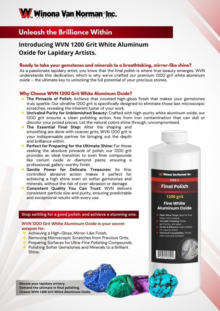 White Aluminum Oxide 1200 Grit – Rock Polishing Powder – Step 4 (1lb)