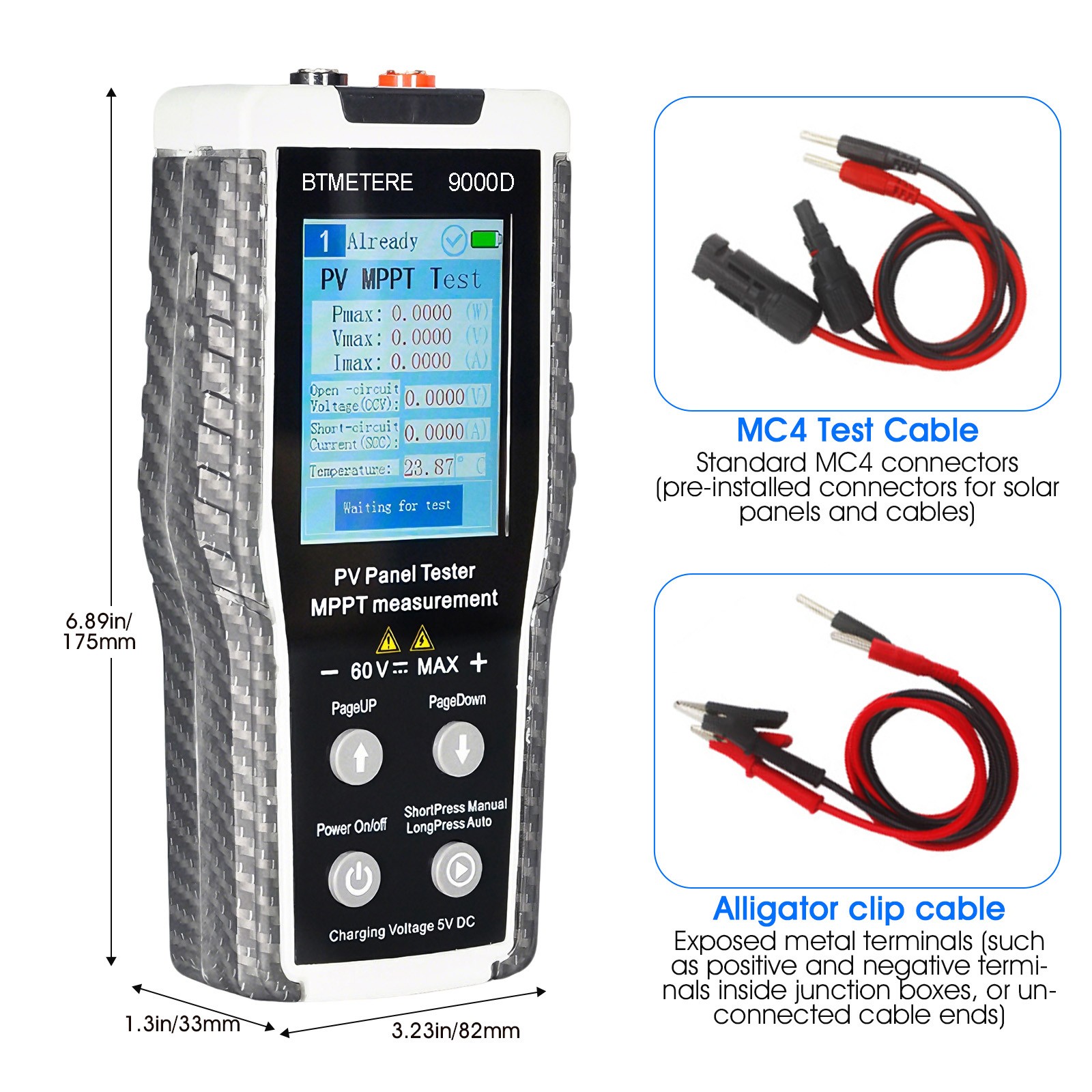 800W MPPT Solar Panel Tester Photovoltaic Panel Multimeter For 60V/35A PV Module