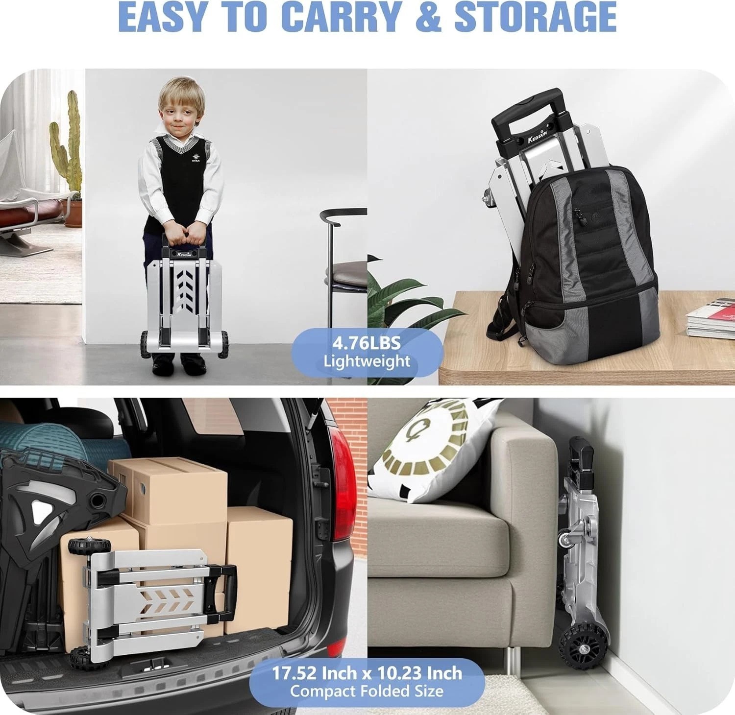Durable 270LB Utility Luggage Cart – Foldable with No Assembly Required