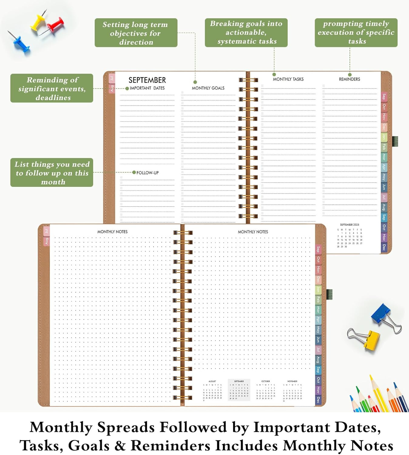 Monthly Planner 2025-2026, 15 Months Hardcover Calendar Planner from October 202