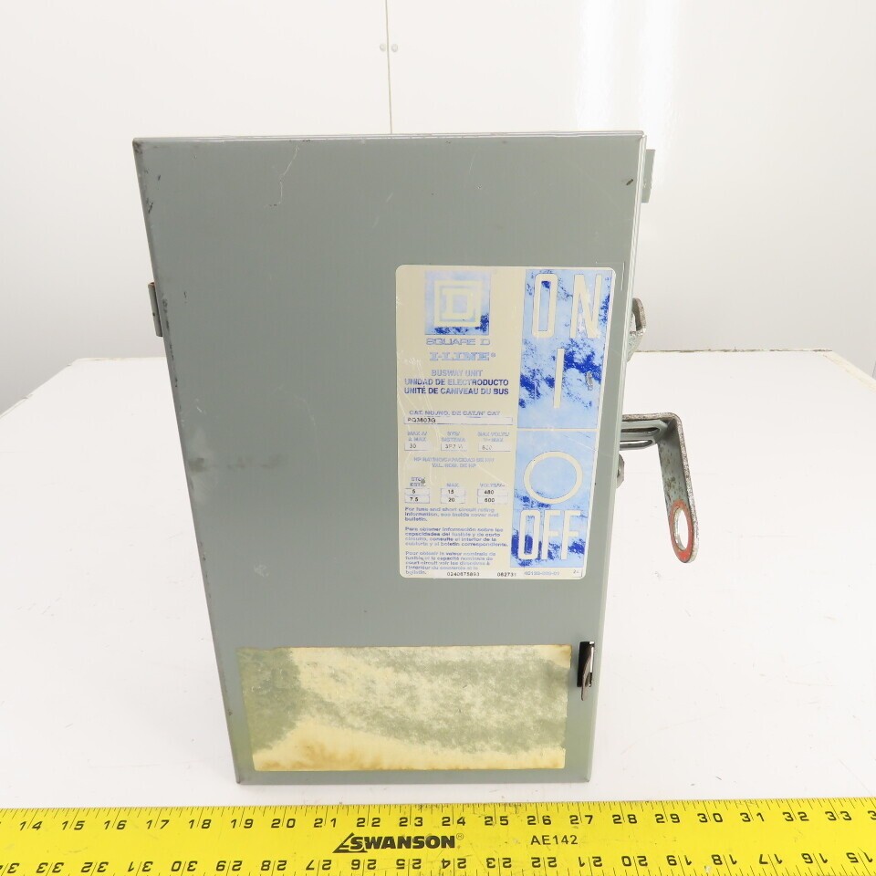Square D PQ3603G I-Line Fusible Busway Plug Switch Unit 30A 3P 3W 600V
