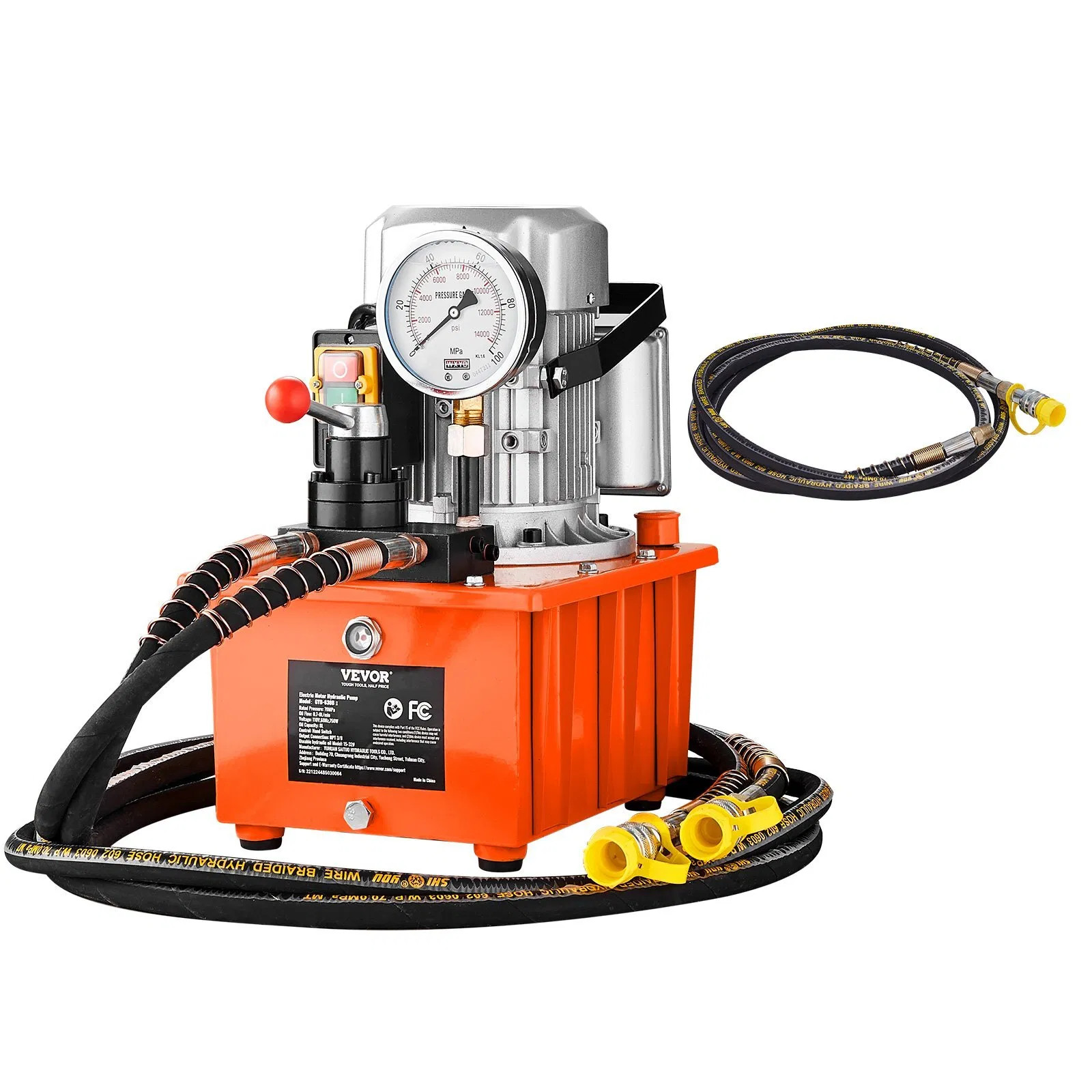 Electric Hydraulic Pump, 10000 PSI 750W 110V, 488 in³/8L Capacity, Double Actin