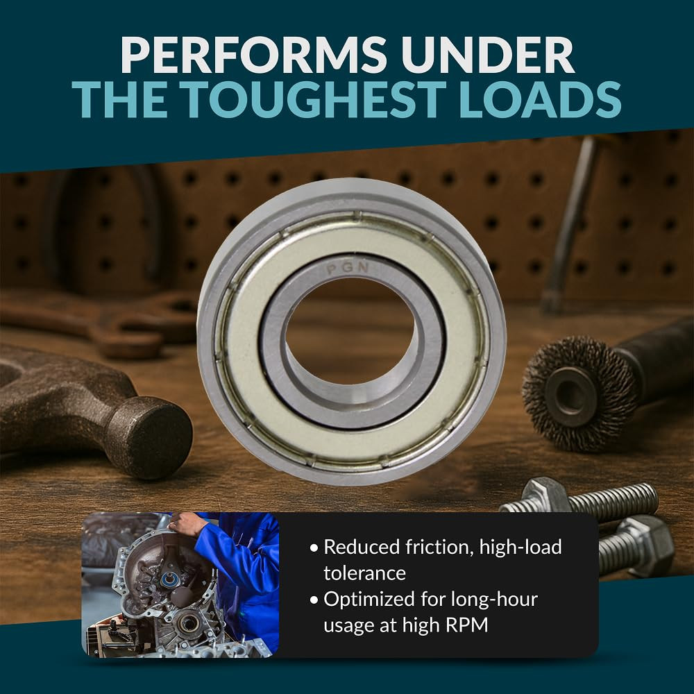 PGN (10 Pack) 6206-ZZ Bearing – Lubricated Chrome Steel Sealed Ball Bearing – 3