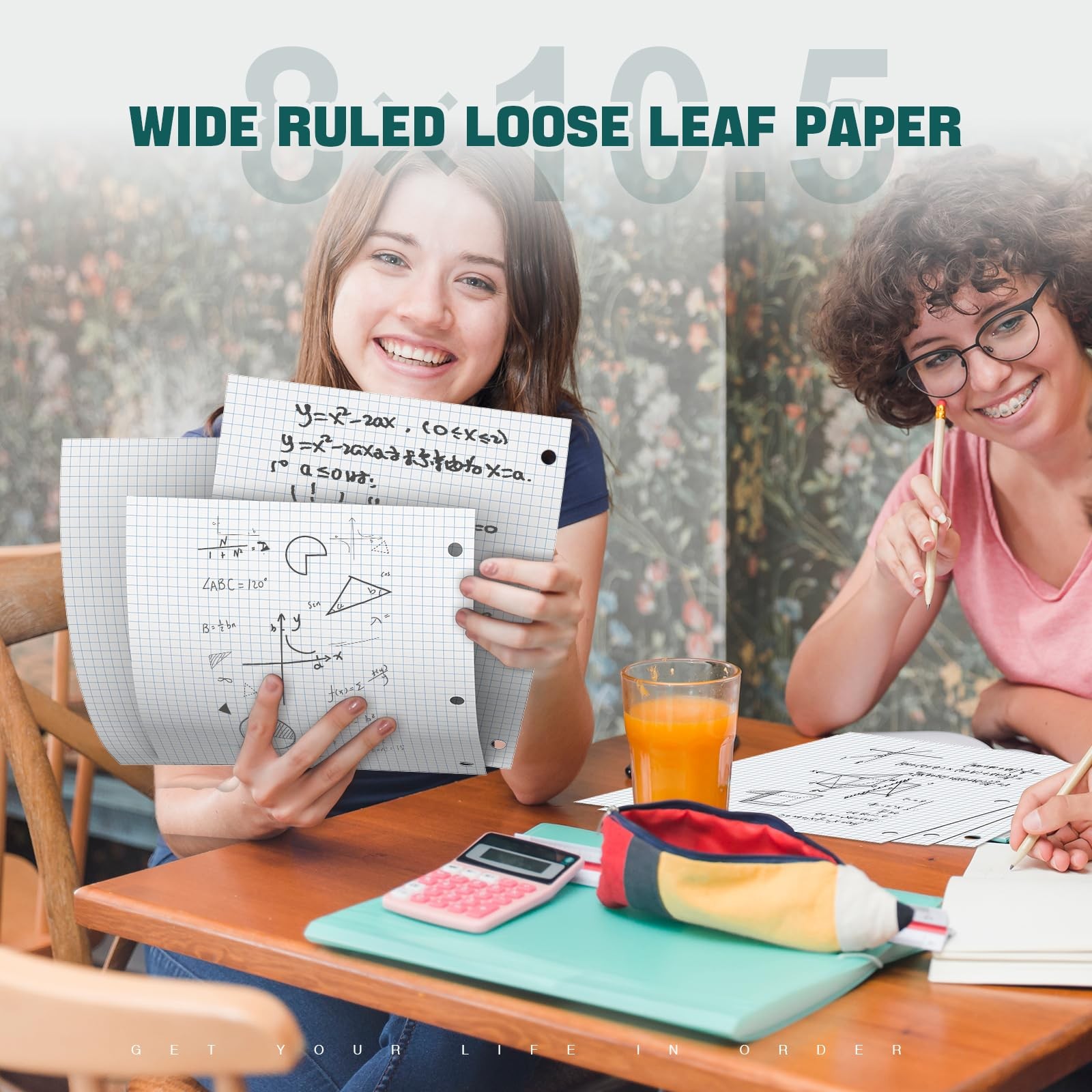 Loose Leaf Graph paper 8 x 10.5, Graph Ruled Paper, 3 Hole Punched Paper, 4 x…