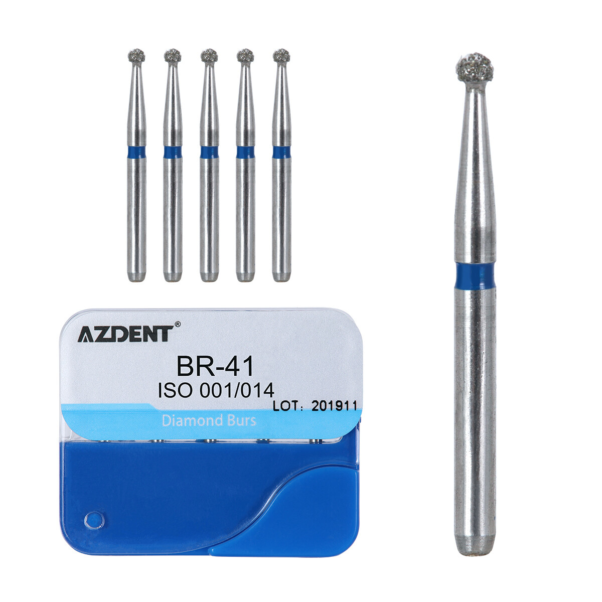100pcs Dental Diamond Burs Kit for High Speed Handpiece Medium FG 1.6MM AZDENT