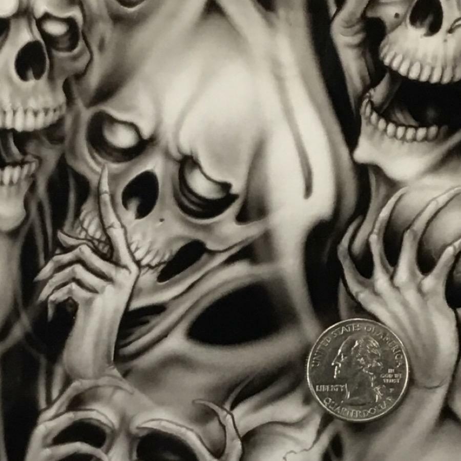 Hydrographic film Large See No Evil Skulls hydro dip dipping 7′ x 20″