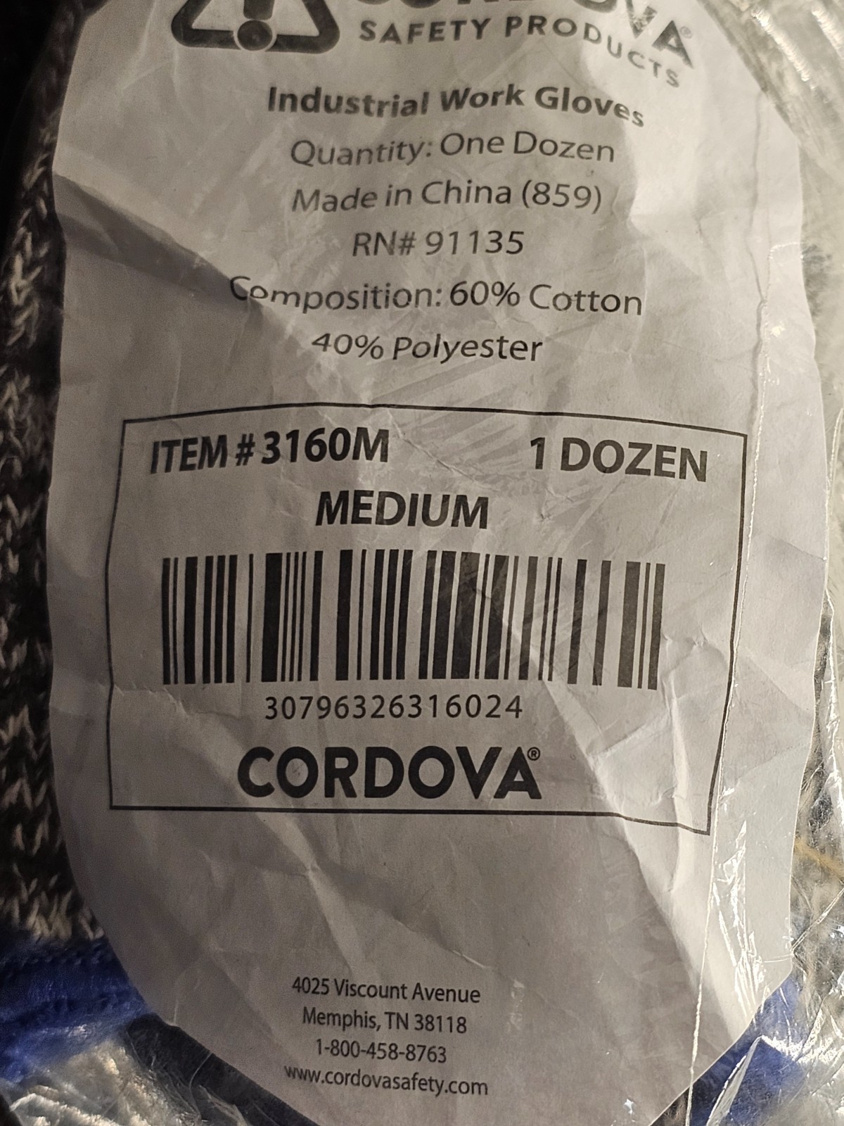 (QTY 12 Pairs) Cordova 3160M Heavy Weight Glove Multi-Color Poly/Cotton Medium