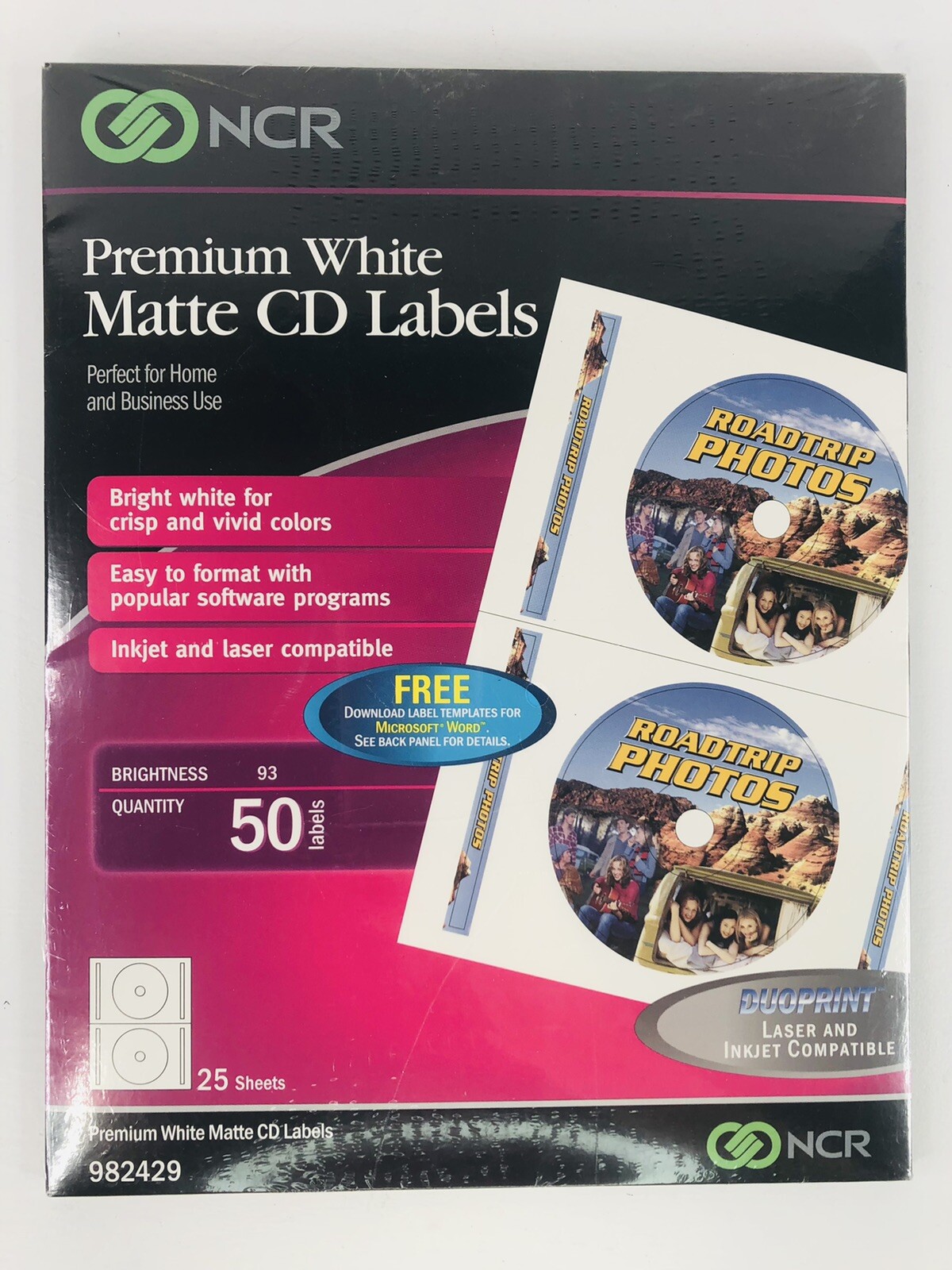 Premium White Matte CD Labels NCR 50 Count #982429