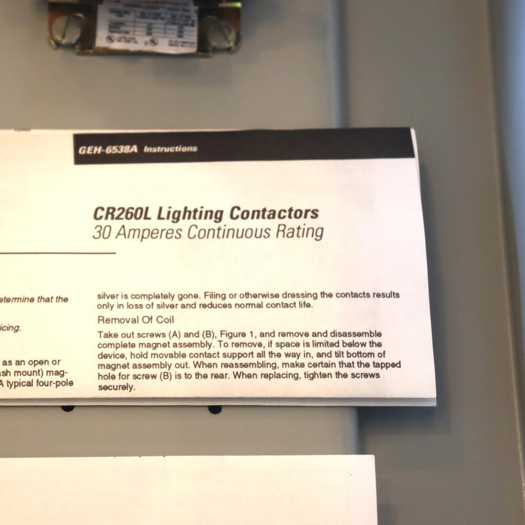 GE Electrically Held Lighting Contactor CR260L21EA021EA0 30A 115/120V Coil w HOA