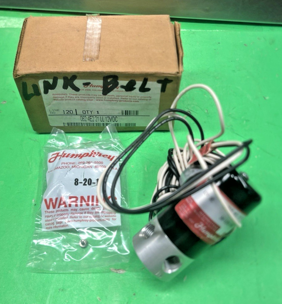 NEW HUMPHREY 062-4E2-21-LL DIRECTIONAL SOLENOID VALVE 12VDC 7.4W 30-125PSI⚡FS⚡
